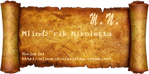 Mlinárik Nikoletta névjegykártya